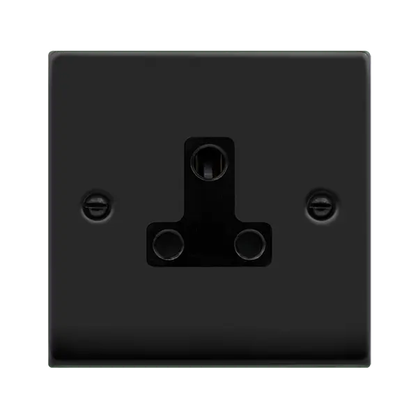 Click Deco Matt Black VP MATT BLACK 5A ROUND PIN SCKET OUTLET BK with Black Insert – VPMB038BK