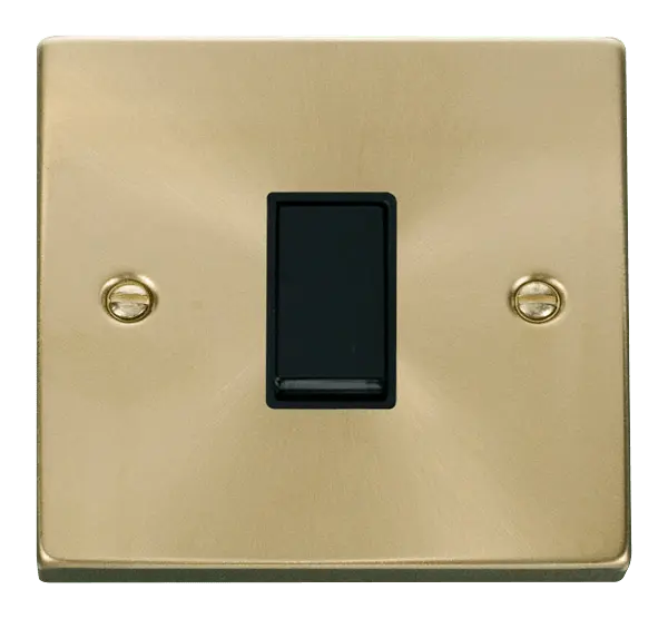 Click Scolmore Click Deco Satin Brass 1 Gang 2 Way Switch with Black Insert - VPSB011BK
