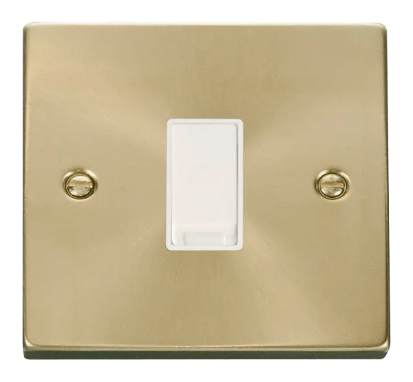 Click Scolmore Click Deco Satin Brass 1 Gang 2 Way Switch with White Insert - VPSB011WH