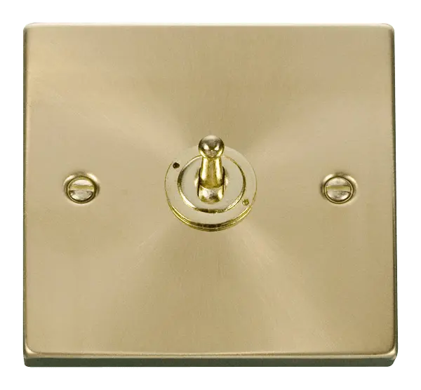 Click Scolmore Click Deco Satin Brass 1 Gang Toggle Switch - VPSB421