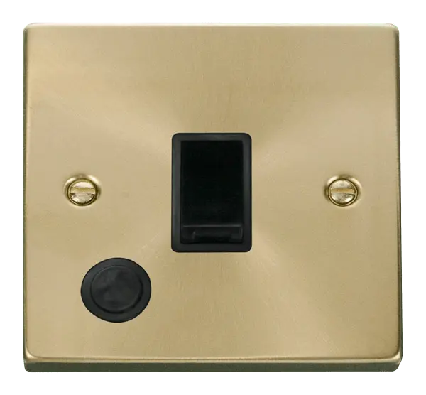 Click Scolmore Click Deco Satin Brass 20A DP Switch with Flex Outlet with Black Insert - VPSB022BK
