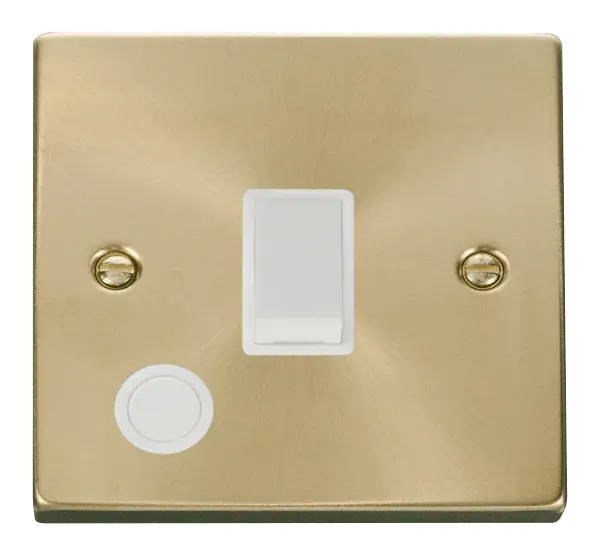 Click Scolmore Click Deco Satin Brass 20A DP Switch with Flex Outlet with White Insert - VPSB022WH
