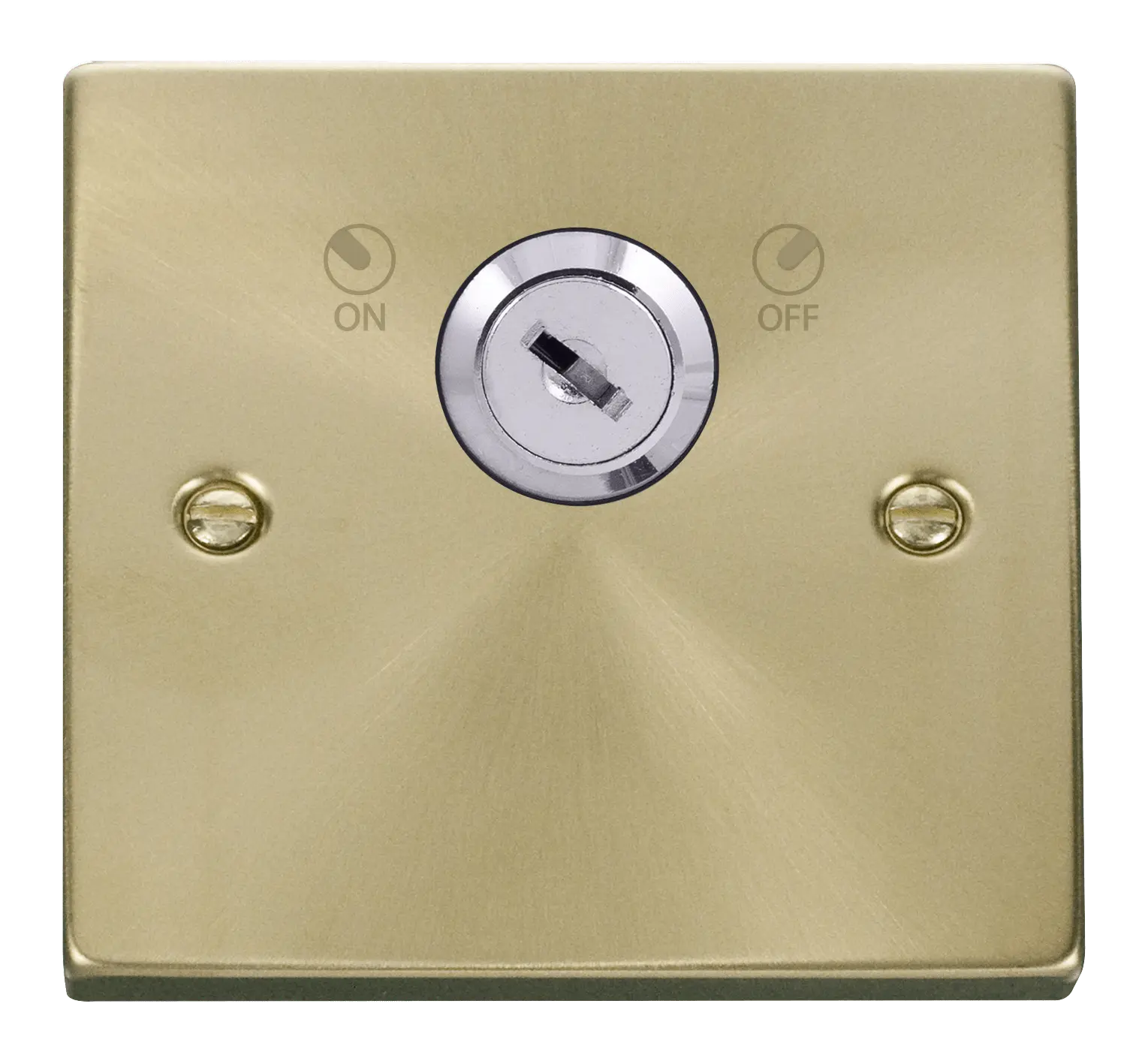 Click Scolmore Click Deco Satin Brass 20A Double Pole Key Lockable Switch - VPSB660