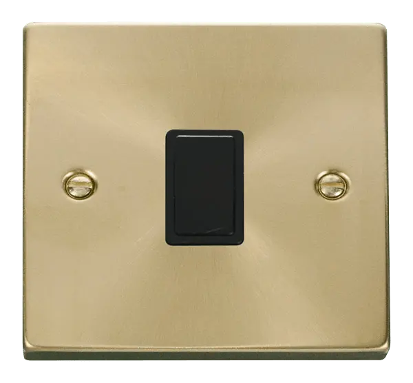 Click Scolmore Click Deco Satin Brass 20A Double Pole Switch with Black Insert - VPSB622BK