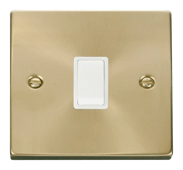 Click Scolmore Click Deco Satin Brass 20A Double Pole Switch with White Insert - VPSB622WH