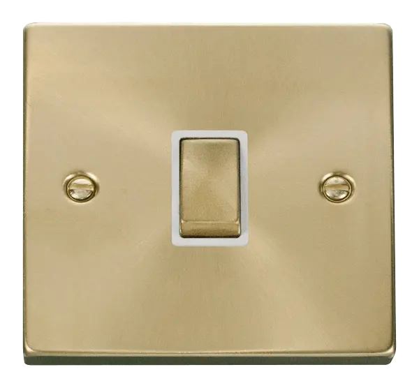 Click Scolmore Click Deco Satin Brass 20A Double Pole Switch with White Insert - VPSB722WH