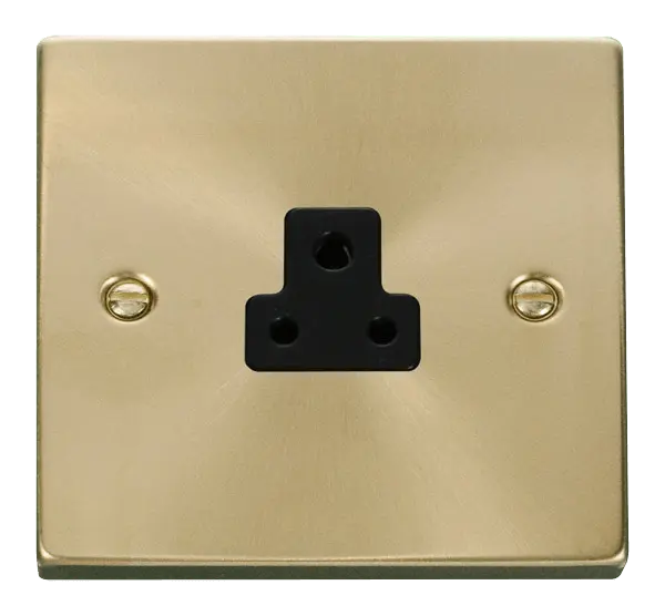 Click Scolmore Click Deco Satin Brass 2A Single Round Pin Socket with Black Insert - VPSB039BK