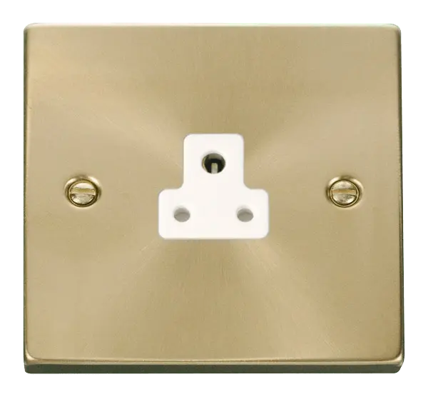 Click Scolmore Click Deco Satin Brass 2A Single Round Pin Socket with White Insert - VPSB039WH