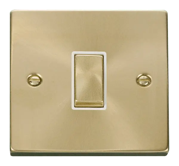 Click Scolmore Click Deco Satin Brass Intermediate Switch with White Insert - VPSB425WH