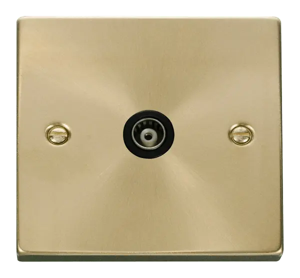 Click Scolmore Click Deco Satin Brass Isolated Coaxial Socket with Black Insert - VPSB158BK