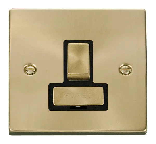 Click Scolmore Click Deco Satin Brass Switched Fused Spur with Black Insert - VPSB751BK
