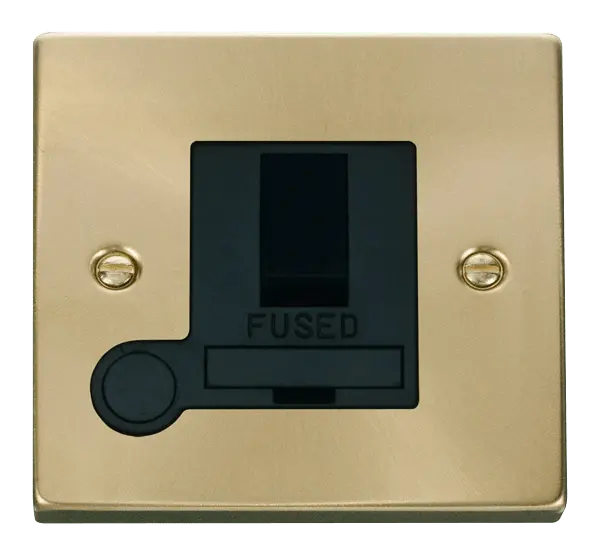 Click Scolmore Click Deco Satin Brass Switched Fused Spur with Flex Outlet with Black Insert - VPSB051BK