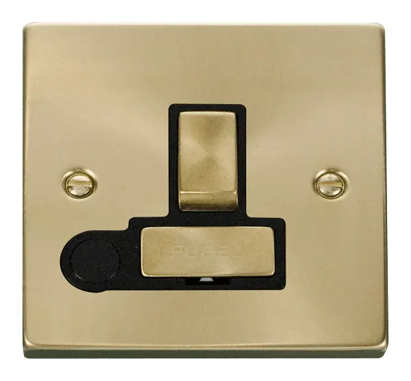 Click Scolmore Click Deco Satin Brass Switched Fused Spur with Flex Outlet with Black Insert - VPSB551BK