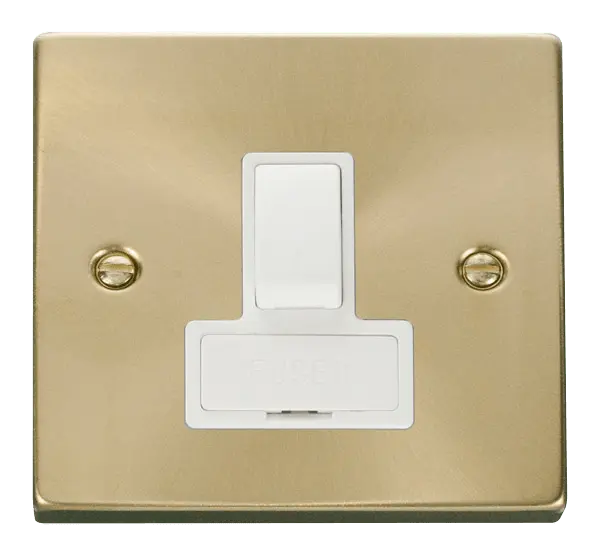 Click Scolmore Click Deco Satin Brass Switched Fused Spur with White Insert - VPSB651WH