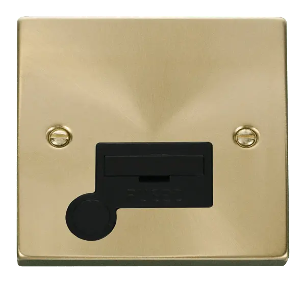 Click Scolmore Click Deco Satin Brass Unswitched Fused Spur with Flex Outlet with Black Insert - VPSB050BK