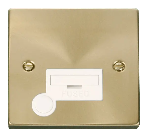 Click Scolmore Click Deco Satin Brass Unswitched Fused Spur with Flex Outlet with White Insert - VPSB050WH