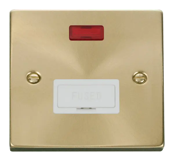 Click Scolmore Click Deco Satin Brass Unswitched Fused Spur with Neon with White Insert - VPSB653WH
