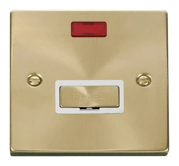 Click Scolmore Click Deco Satin Brass Unswitched Fused Spur with Neon with White Insert - VPSB753WH