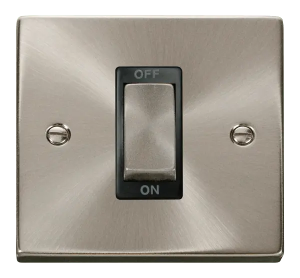 Click Scolmore Click Deco Satin Chrome 1 Gang 45A Double Pole Switch with Black insert - VPSC500BK