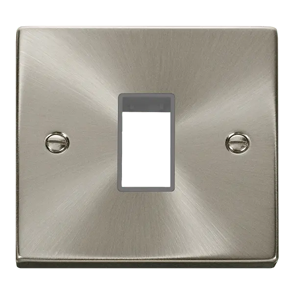 Click Deco Satin Chrome 1 Gang MiniGrid© Unfurnished Plate - 1 Aperture with Grey Insert – VPSC401GY