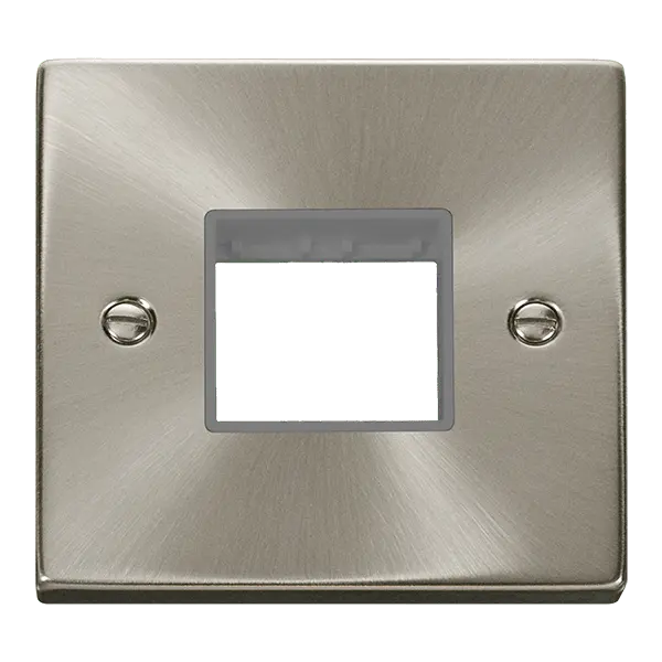 Click Deco Satin Chrome 1 Gang MiniGrid© Unfurnished Plate - 2 Apertures with Grey Insert – VPSC402GY