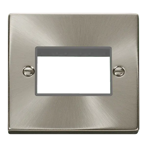 Click Deco Satin Chrome 1 Gang MiniGrid© Unfurnished Plate - 3 Apertures with Grey Insert – VPSC403GY