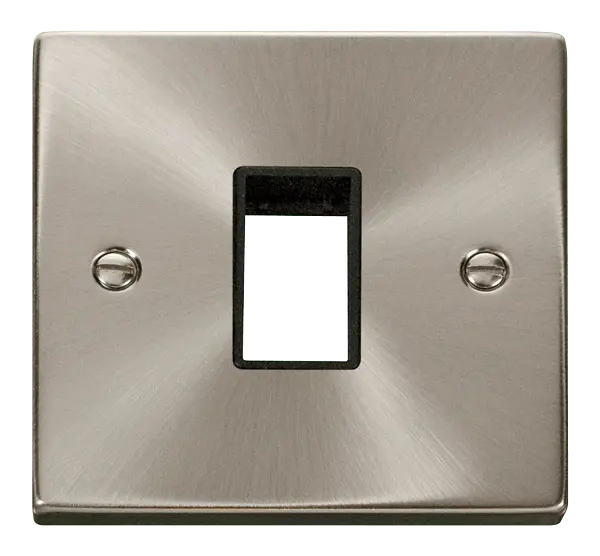 Click Deco Satin Chrome 1 Gang Plate Single Aperture with Black Insert – VPSC401BK