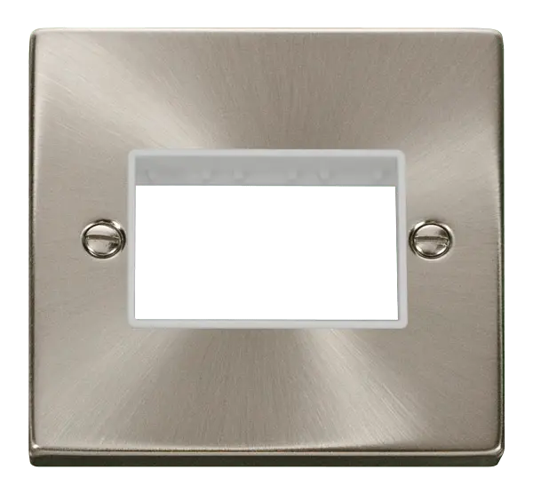 Click Deco Satin Chrome 1 Gang Plate Triple Aperture with White Insert – VPSC403WH