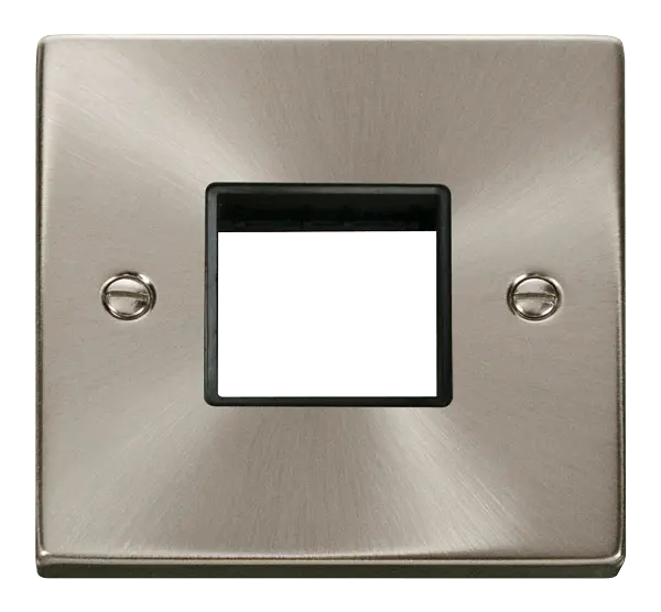 Click Deco Satin Chrome 1 Gang Plate Twin Aperture with Black Insert – VPSC402BK