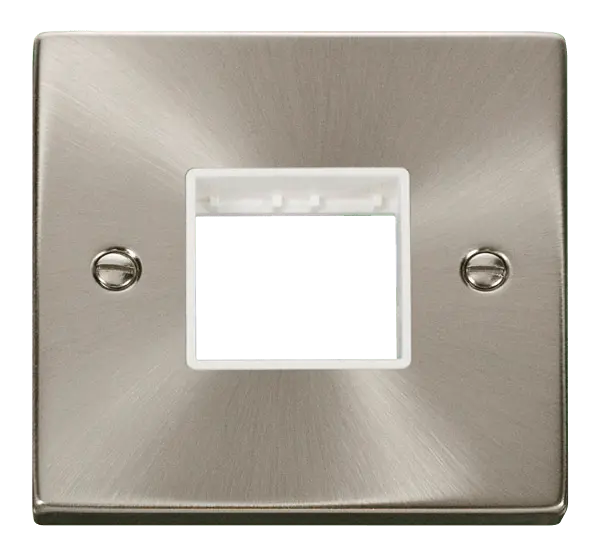 Click Deco Satin Chrome 1 Gang Plate Twin Aperture with White Insert – VPSC402WH