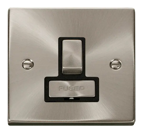 Click Scolmore Click Deco Satin Chrome 13A Switched Fused Spur Black Insert VPSC751BK