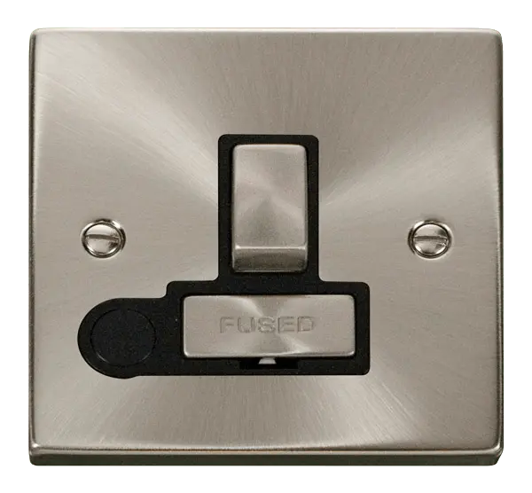 Click Scolmore Click Deco Satin Chrome 13A Switched Fused Spur with Flex Outlet Black Insert VPSC551BK