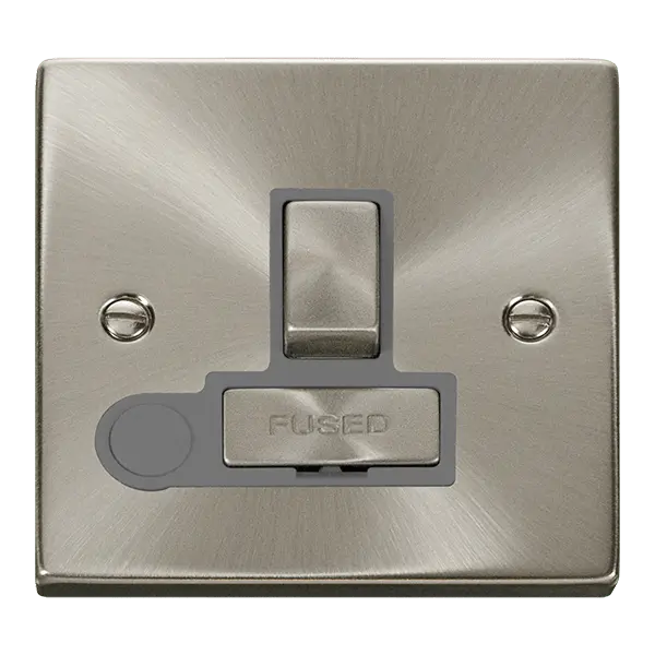 Click Scolmore Click Deco Satin Chrome 13A Switched Fused Spur with Flex Outlet Grey Insert VPSC551GY