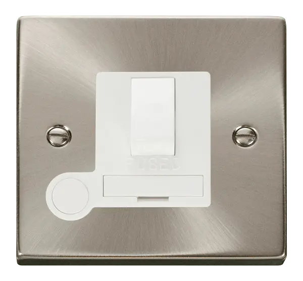 Click Scolmore Click Deco Satin Chrome 13A Switched Fused Spur with Flex Outlet White Insert VPSC051WH