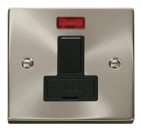 Click Scolmore Click Deco Satin Chrome 13A Switched Fused Spur with Neon Black Insert VPSC652BK