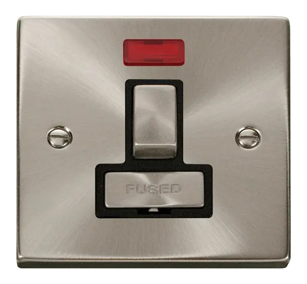 Click Scolmore Click Deco Satin Chrome 13A Switched Fused Spur with Neon Black Insert VPSC752BK