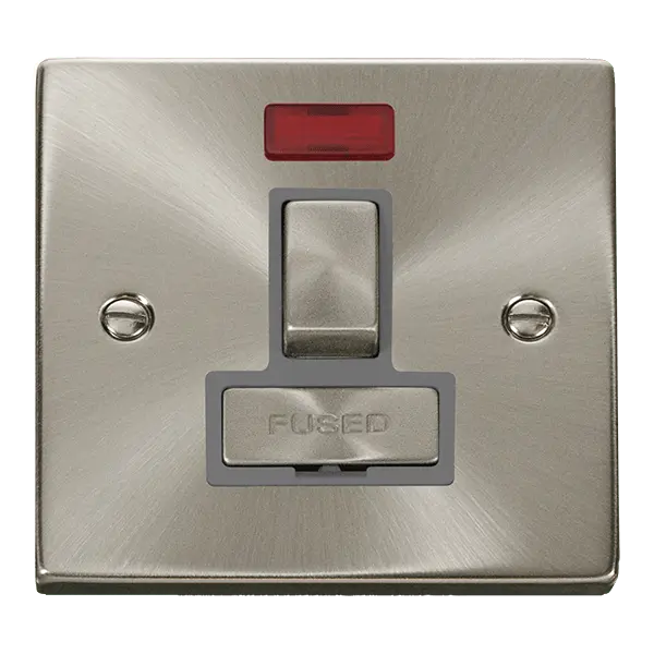 Click Scolmore Click Deco Satin Chrome 13A Switched Fused Spur with Neon Grey Insert VPSC752GY
