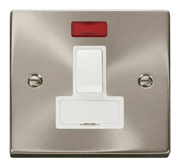Click Scolmore Click Deco Satin Chrome 13A Switched Fused Spur with Neon White Insert VPSC652WH