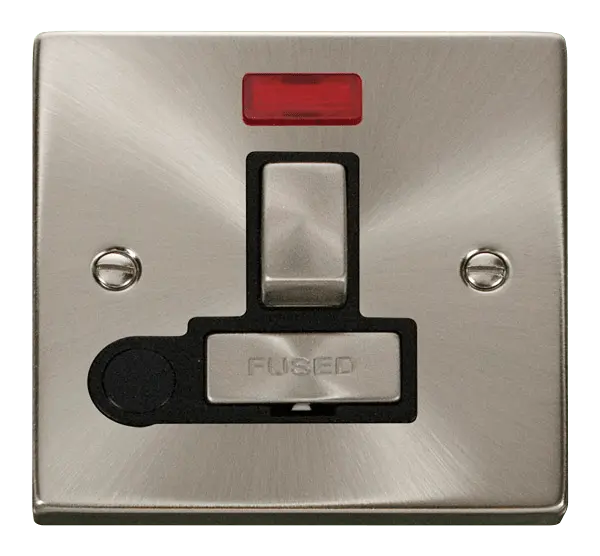 Click Scolmore Click Deco Satin Chrome 13A Switched Fused Spur with Neon and Flex Outlet Black Insert VPSC552BK