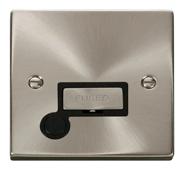 Click Scolmore Click Deco Satin Chrome 13A Unswitched Fused Spur with Flex Outlet Black Insert VPSC550BK