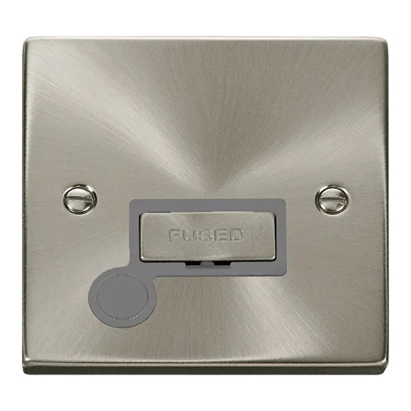 Click Scolmore Click Deco Satin Chrome 13A Unswitched Fused Spur with Flex Outlet Grey Insert VPSC550GY