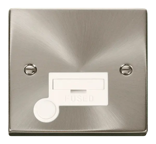 Click Scolmore Click Deco Satin Chrome 13A Unswitched Fused Spur with Flex Outlet White Insert VPSC050WH