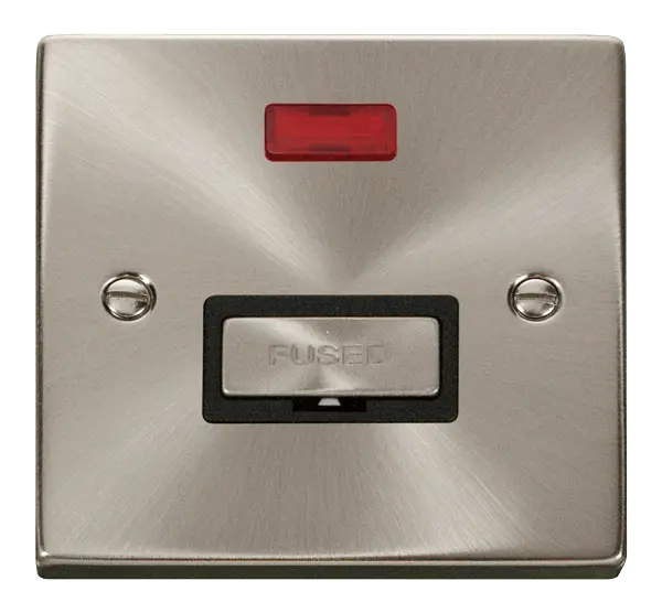 Click Scolmore Click Deco Satin Chrome 13A Unswitched Fused Spur with Neon Black Insert VPSC753BK