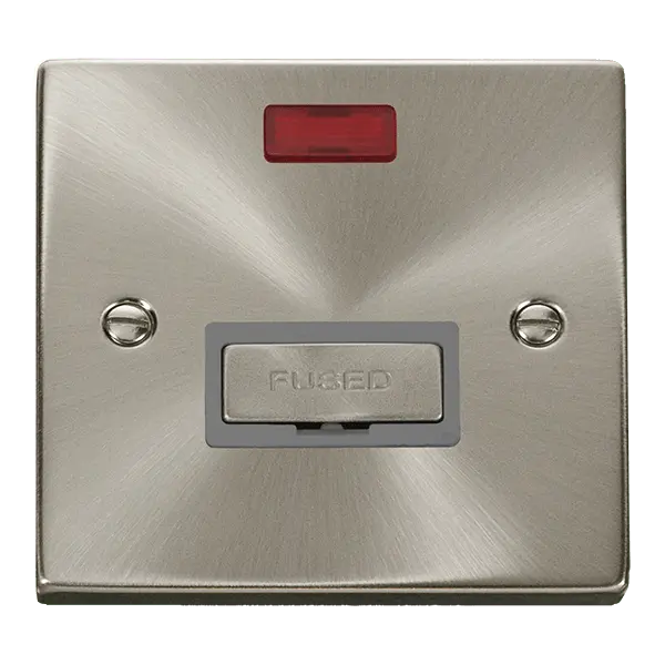 Click Scolmore Click Deco Satin Chrome 13A Unswitched Fused Spur with Neon Grey Insert VPSC753GY
