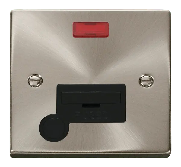 Click Scolmore Click Deco Satin Chrome 13A Unswitched Fused Spur with Neon and Flex Outlet Black Insert VPSC053BK