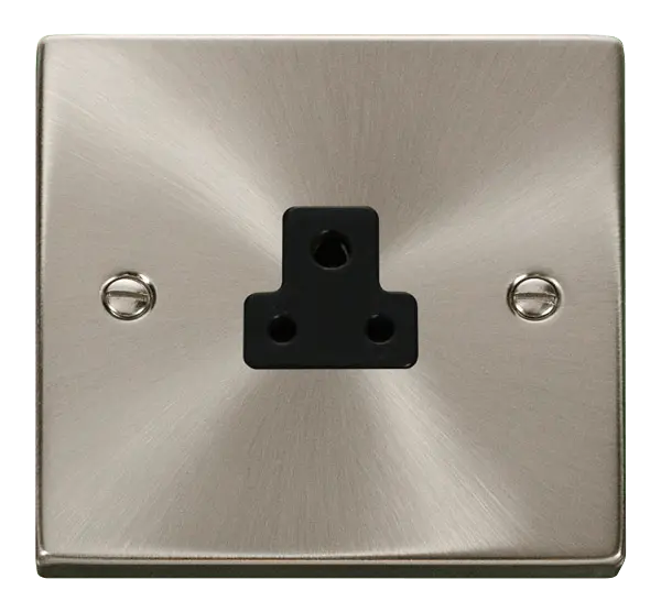 Click Scolmore Click Deco Satin Chrome 1G 2A Round Pin Socket Black Insert VPSC039BK