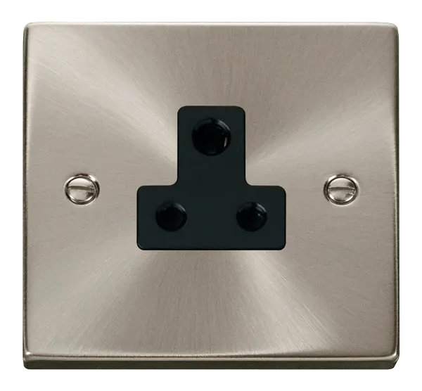 Click Scolmore Click Deco Satin Chrome 1G 5A Round Pin Socket Black Insert VPSC038BK