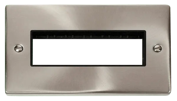 Click Deco Satin Chrome 2 Gang Plate 6 In-Line Aperture with Black Insert – VPSC426BK