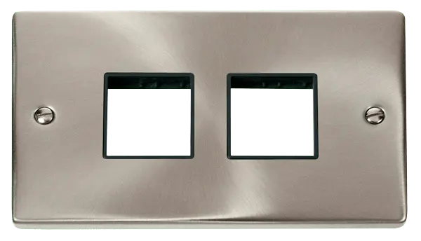 Click Deco Satin Chrome 2 Gang Plate (2 x 2) Aperture with Black Insert – VPSC404BK