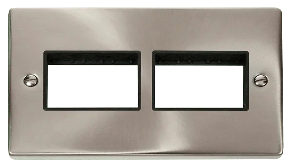 Click Deco Satin Chrome 2 Gang Plate (3 x 3) Aperture with Black Insert – VPSC406BK